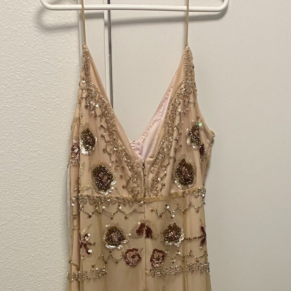 Gorgeous Beaded Marina Size 4 Champagne Dress